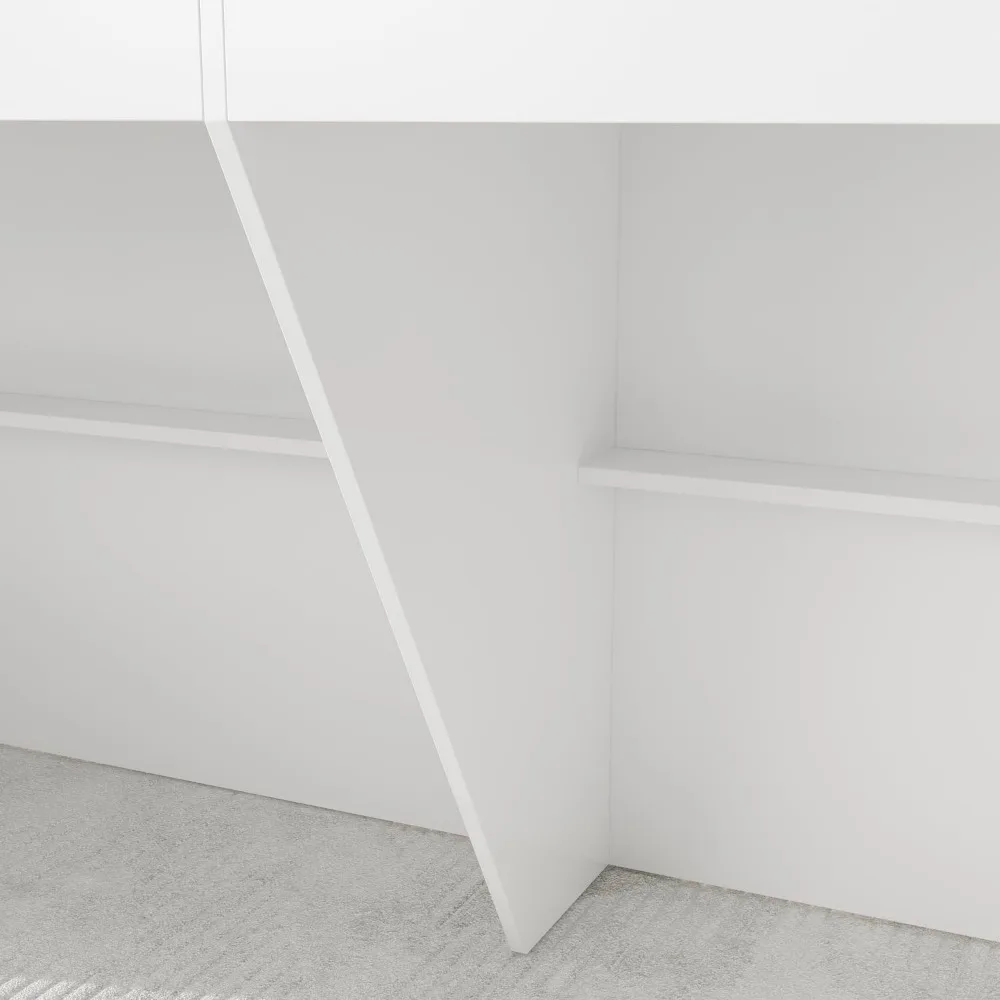 Extra Long Reception Desk with Drawers, Modern Pattern,Office Desk Reception Counter Table 2 Person,White 6
