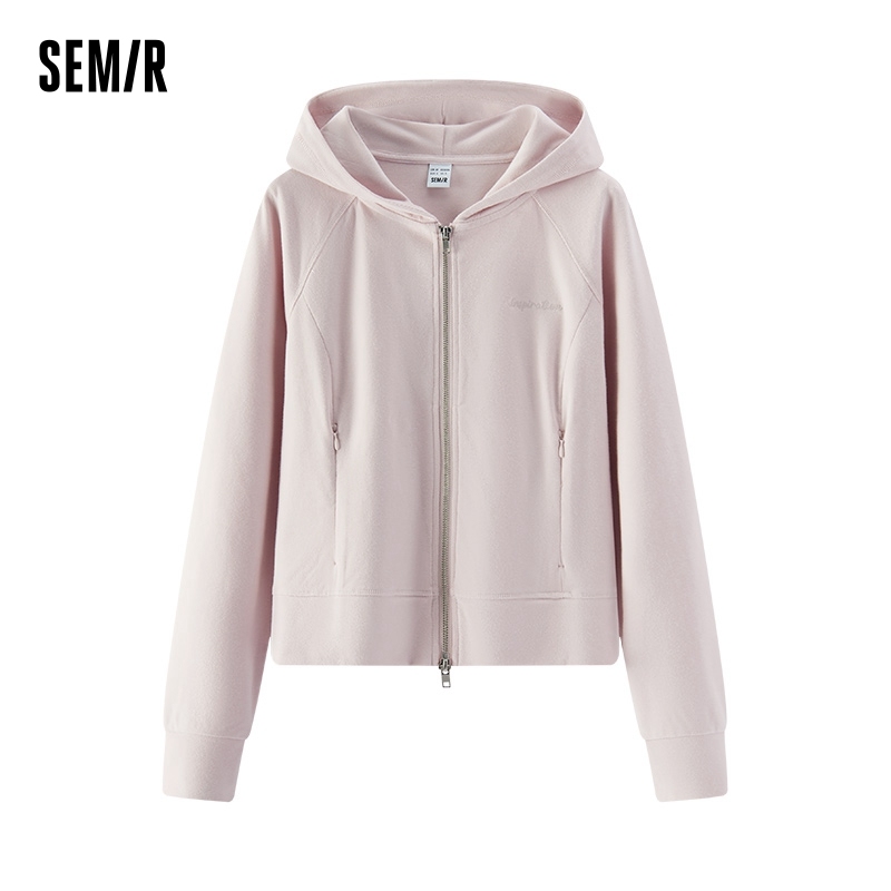 Semir Outerwear Women Short Style Skinny Embroidered Fashionable Casual 2025 New Spring Raglan-sleeved Hooded Jacket Gentle