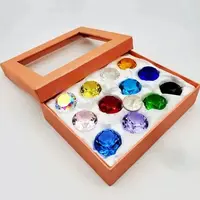 Crystal Glass Diamond Jewel Paperweight Room Decor Children Toys 12 Color Round Cut Crystal Gem Gift Box Set (12pcs) 1