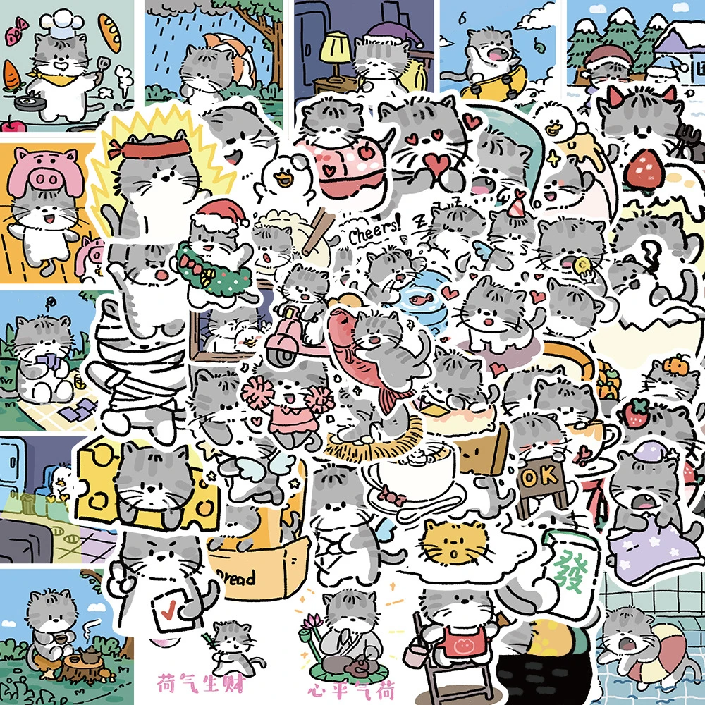 

10/30/60pcs Cute Cartoon Cat Graffiti Stickers Decals Notebook Laptop Phone Suitcase Guitar Decoration Sticker Kids Classic Toys