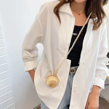 2025 Nuove borse per rossetto estivo per donna Borsa a tracolla mini borsa con perle di moda Borsa a tracolla di design conchiglia in oro di alta qualità 1