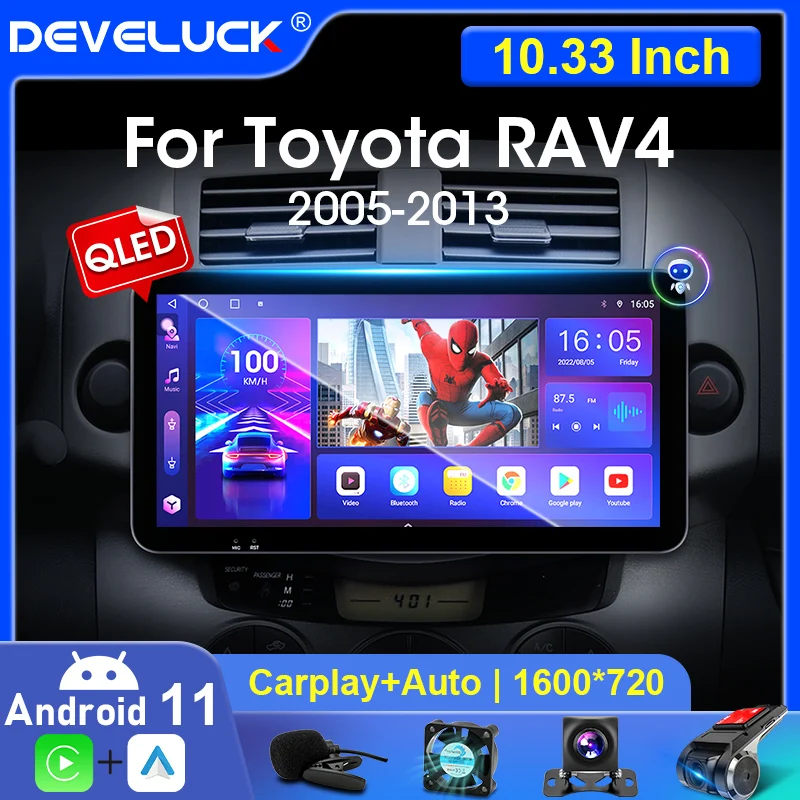 

10.33" 2 Din Android 11 Car Radio Multimedia Video Player For Toyota RAV4 Rav 4 2005 - 2013 QLED Screen Stereo Carplay Auto RDS