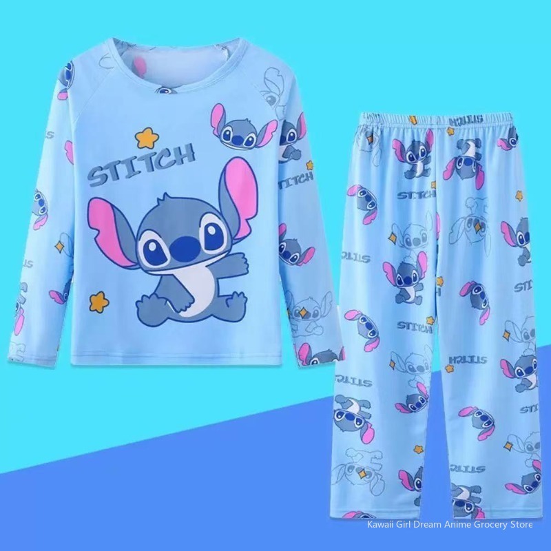 2pcs/set  Disney Stitch Children Pyjamas for Boys and Girls Sets Kid Home Wear Travel Casual Sleepwear Suit Cute Gift