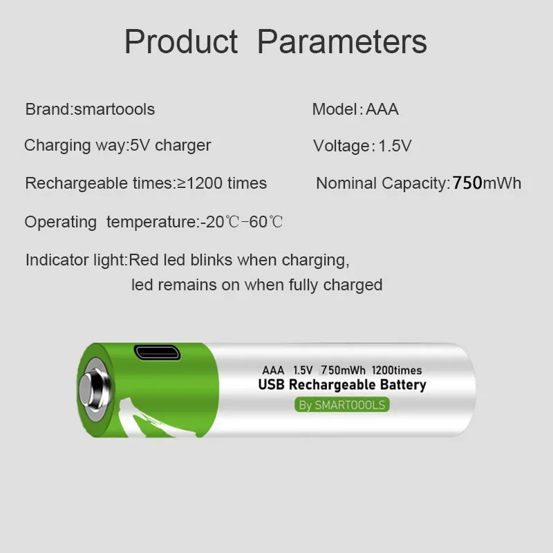 High capacity 1.5V AAA 750 mWh USB rechargeable li-ion battery for Remote control wireless mouse + Cable rechargeable lithium batteries
