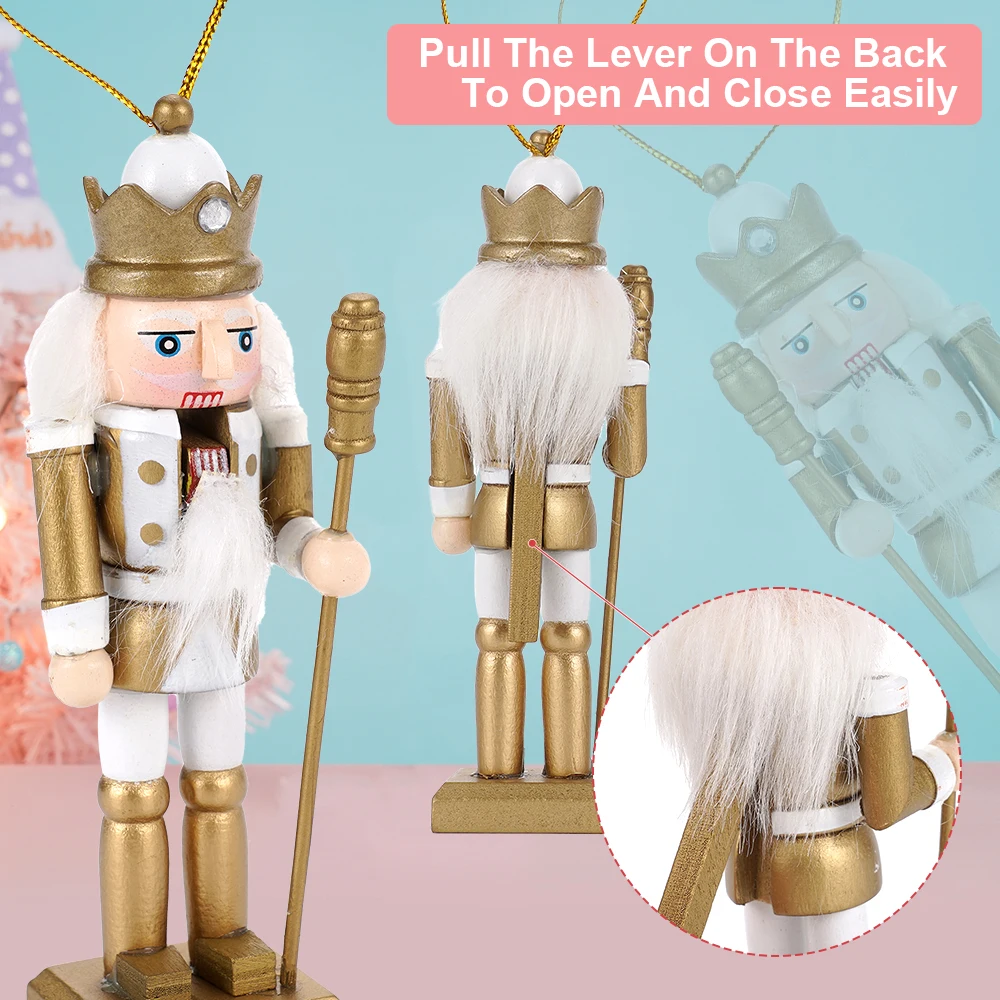 12CM Nussknacker Puppe Soldat Ornamente Weihnachtsbaum Anhänger Dekoration Goldene Soldaten Puppen Mini Nussknacker Spielzeug Geschenk – Detail 5