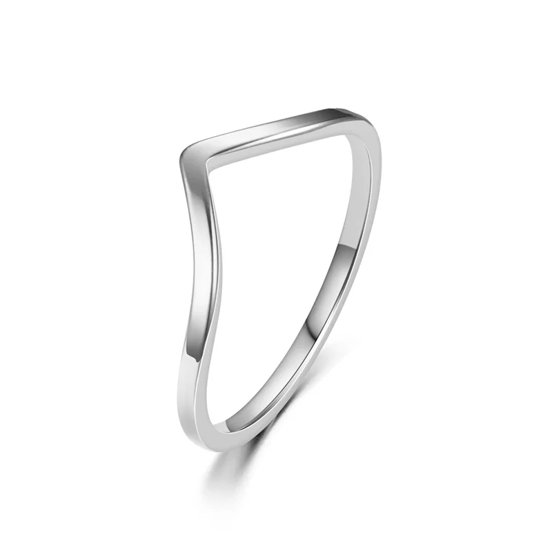 thumbnail image 1 of Anillo minimalista Irregular Chevron V, anillos finos de acero inoxidable apilables para mujer, joyería de moda, regalos de compromiso y boda, 1 of 2