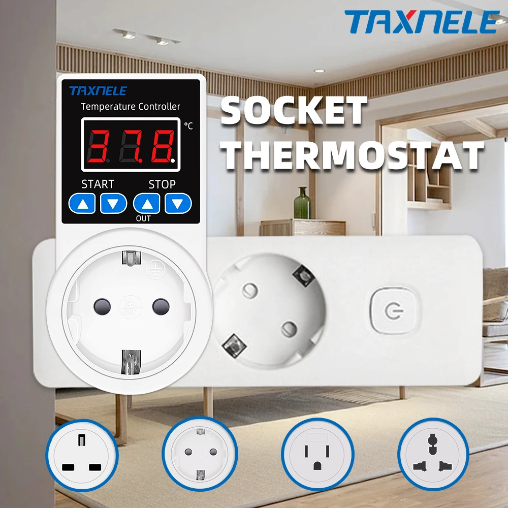 EU/US/FR/UK Thermostat Timer Steckdose Digital Temperatur Controller  Steckdose Mit Timer Schalter Sensor Sonde heizung Kühlung - AliExpress