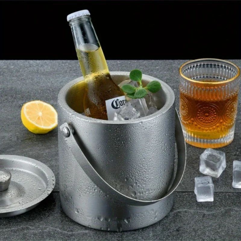 Ice Bucket 1.6L/2L/3L Stainless Steel Insulated Ice Bucket Wine Beer Champagne KTV Party Cooler