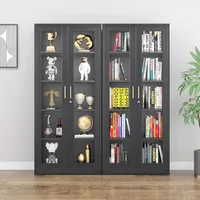 Display Cabinet with Glass Doors, Black Curio Cabinet with Lock, 71“ Tall Display Case for Living Room, Bookcase for Home, Clini 2