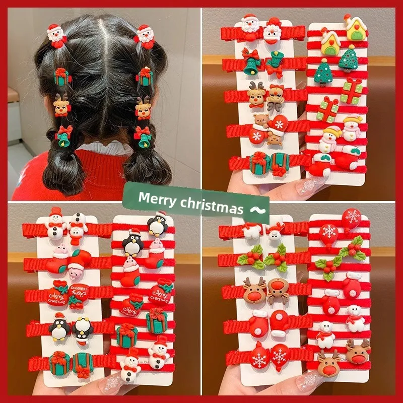 Cute Santa Hair Bands for Girls Soft Elastic Ties