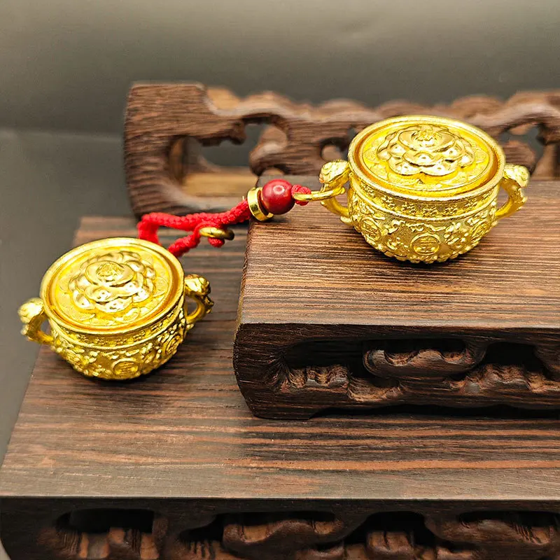 Fortune Copper Zodiac Cornucopia Key Chain Brass Coins Rotatable Chinese Style Lucky Pendant Crafts Exquisite Car Key Ring