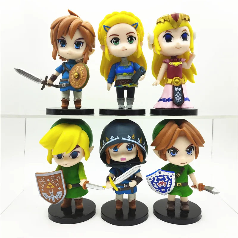 

6Pcs/Set The Legend of Zelda Cute Q Version 10CM Link Princess Zelda Game Decoration Ornaments Anime Model Collection Toys Gift