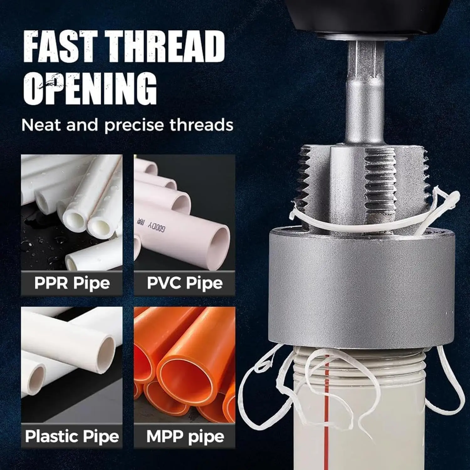 Integrated Internal & External Pipe Threading Tool, 2025 Pipe Thread Cutting Tool Electric Drill Compatible Pvc Pipe Threader Kit 1 2 Dn15 3 4 Dn20 Pipe