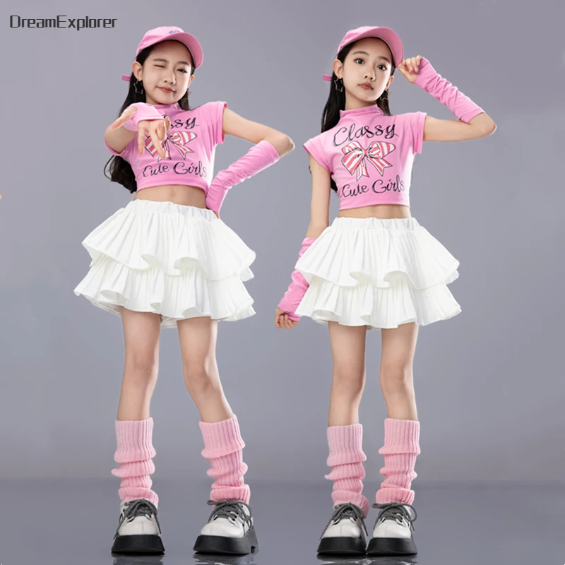 Top corto per bambina con gonna Costumi da performance jazz hip Top corto per bambina con gonna Costumi da performance jazz hip