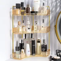 Bathroom Corner Storage Shelf Kitchen Home Organizer Rack Acrylic Makeup Lipstick Skincare Shampoo Tabletop Holder 2/3 Layers 1