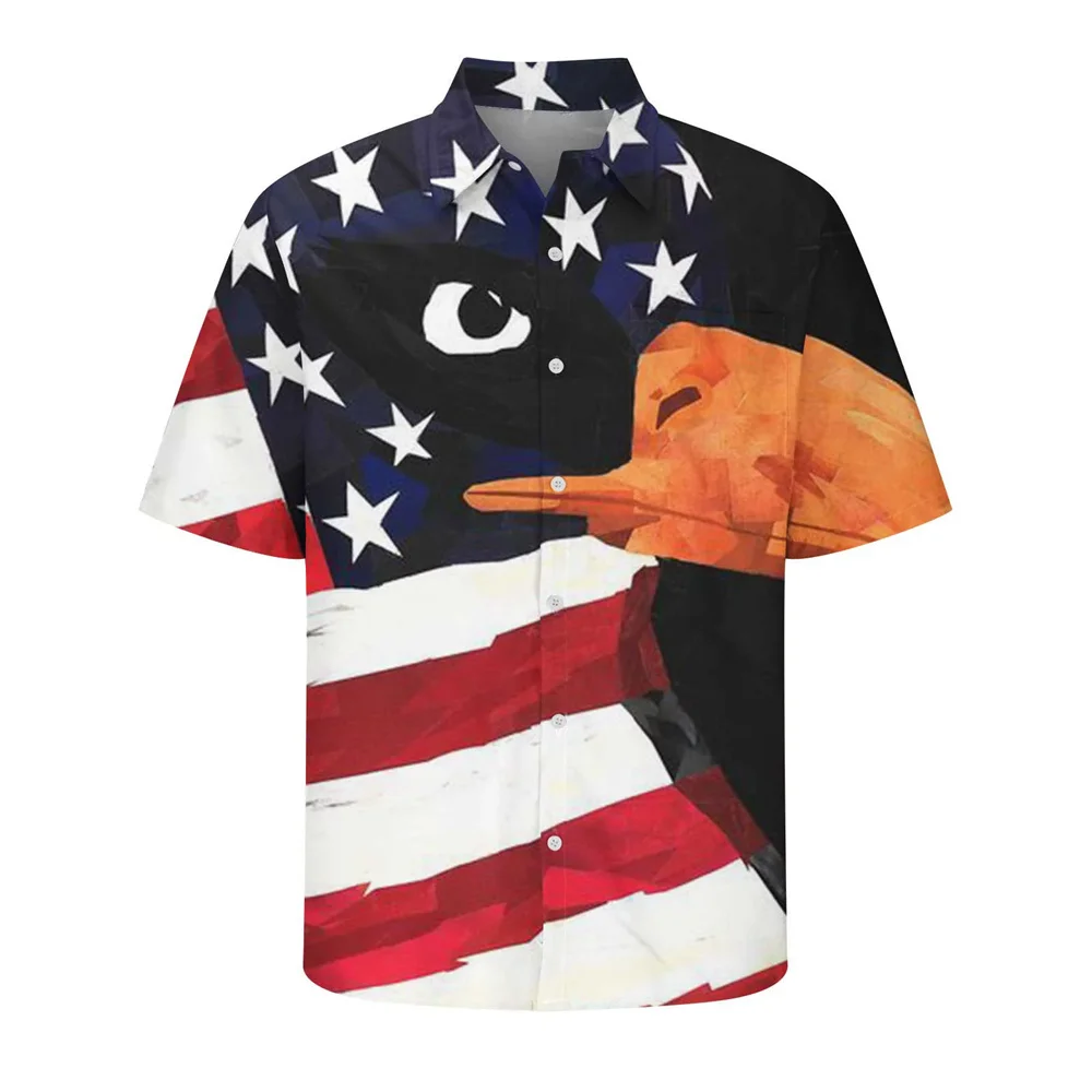 thumbnail image 1 of Camisas de verano con la bandera estadounidense de Leo en 3D para hombre, camisa hawaiana para mujer, camisas de playa con botones y mangas cortas estampadas a la moda, 1 of 5