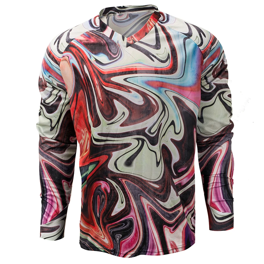 thumbnail image 1 of Maillot de ciclismo de descenso para hombre, manga larga, que absorbe la humedad, camiseta de carreras de bicicleta de montaña, 1 of 5