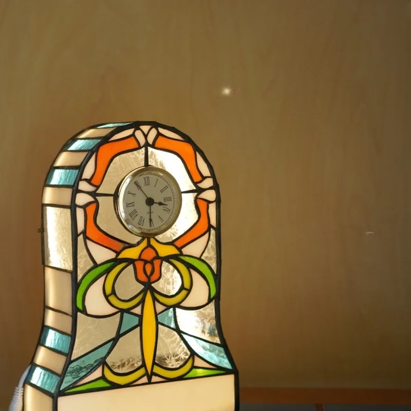 Time Small Grandfather Clock: Handmade Tiffany Glass, Exquisite Retro Luminous Three-dimensional Grandfather Clock, 8