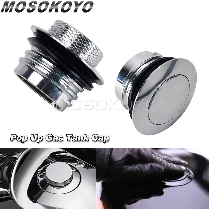 Cromato Moto In Alluminio Pop-Up Tappo Del Serbatoio Del Carburante Copertura Del Gas Per Harley Touring Tri Electra Road Street Glide Fltr Flhx Flrt