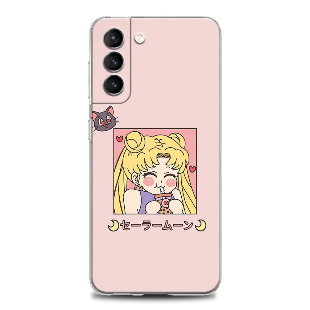 samsung cute phone cover Anime Cute Cartoon Sailor Moon Clear Phone Case for Samsung S9 S10 4G S10e S20 S21 Plus Ultra FE 5G M51 M31 S M21 Soft Silicone samsung flip phone cute