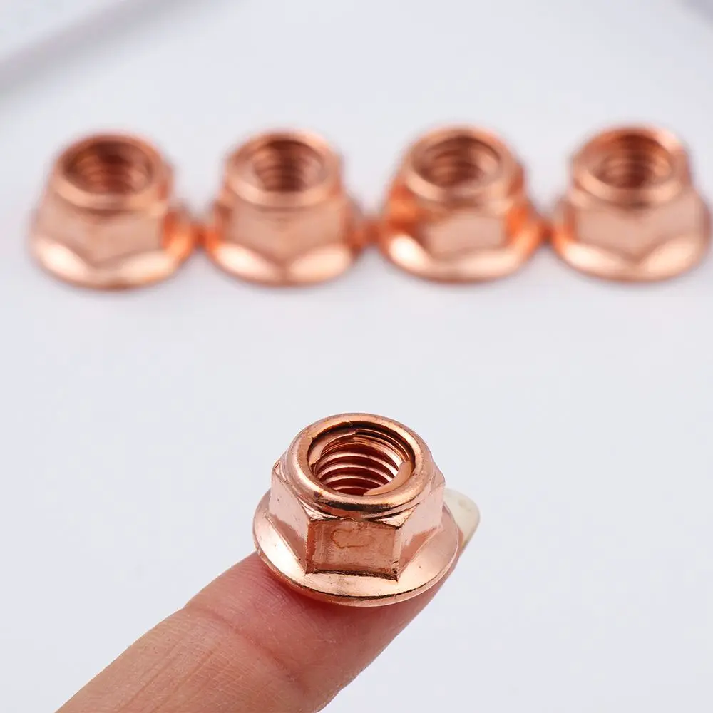 12Pcs M8 Copper Flashed Exhaust Manifold Nut Exhaust Nuts Elbow Nuts