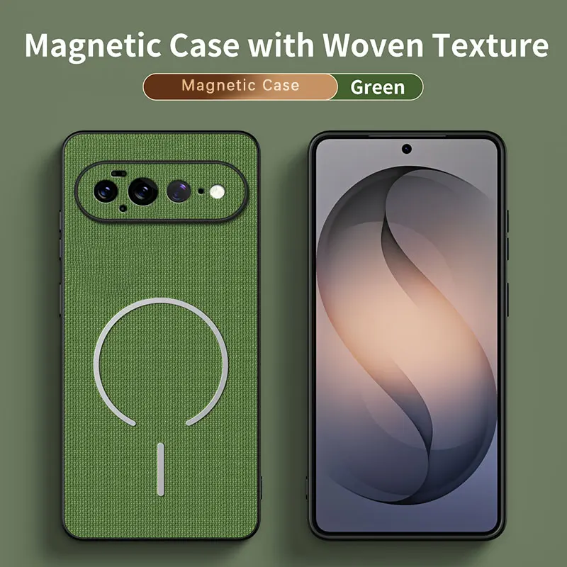Fashion Grid Leather Magnetic Phone Case with Wireless Charging Compatibility