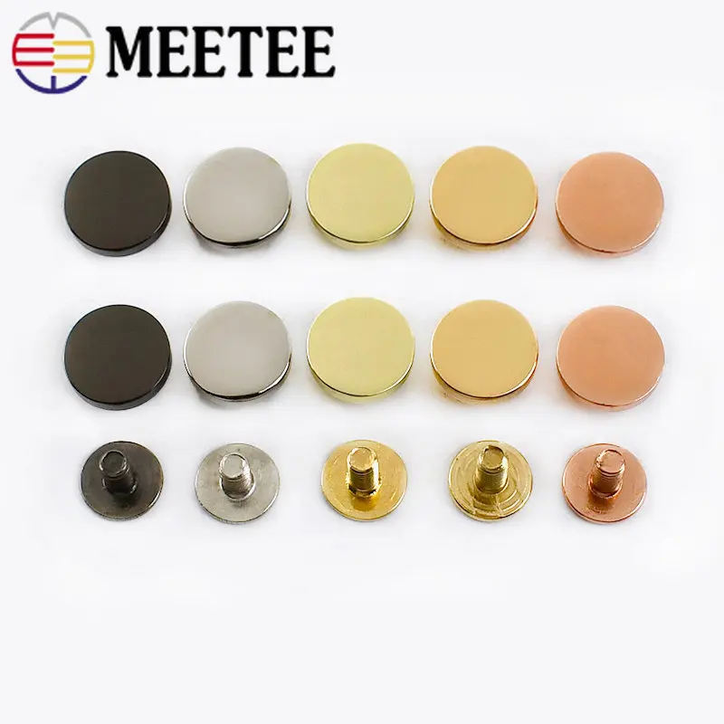 

10Pcs Meetee 10mm Metal Rivet Nails Buckle Flat Round Screw Bags Decorative Studs Button DIY Leather Crafts Hardware Accessories