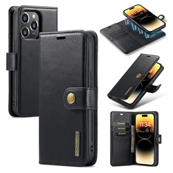 Deluxe Removable Magnetic Leather Wallet Flip Cover - iPhone 12 Mini (Black)