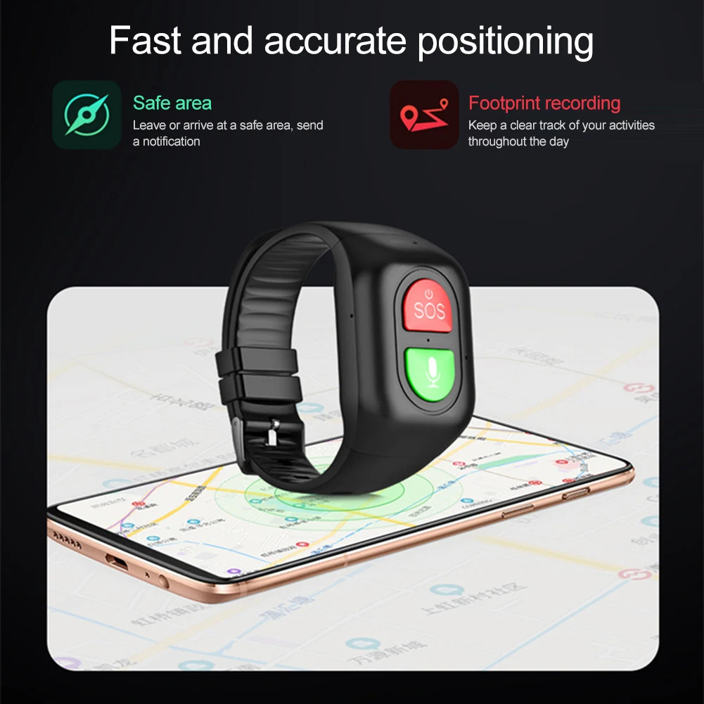

Hot Sale Elderly Fitness Tracke1r 4G Tracking Bracelet Health GPS Watch IPX7 Waterproof Old People Locator Fall AlertTracke1r