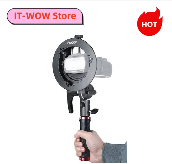 Godox S2 Flash Holder Staffa S-Type Bowens Mount Portalampada Palmare Per Godox Flash Light Snoot Softbox Beauty Dish A Nido D'Ape