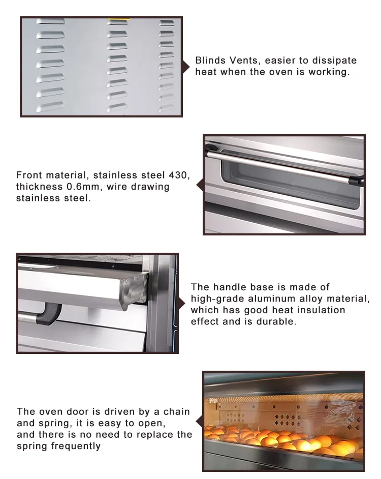 Description Picture 5 of itemFactory Price Electric Stainless Steel Three Decks Six Trays Oven Bakery Equipment Baking Oven