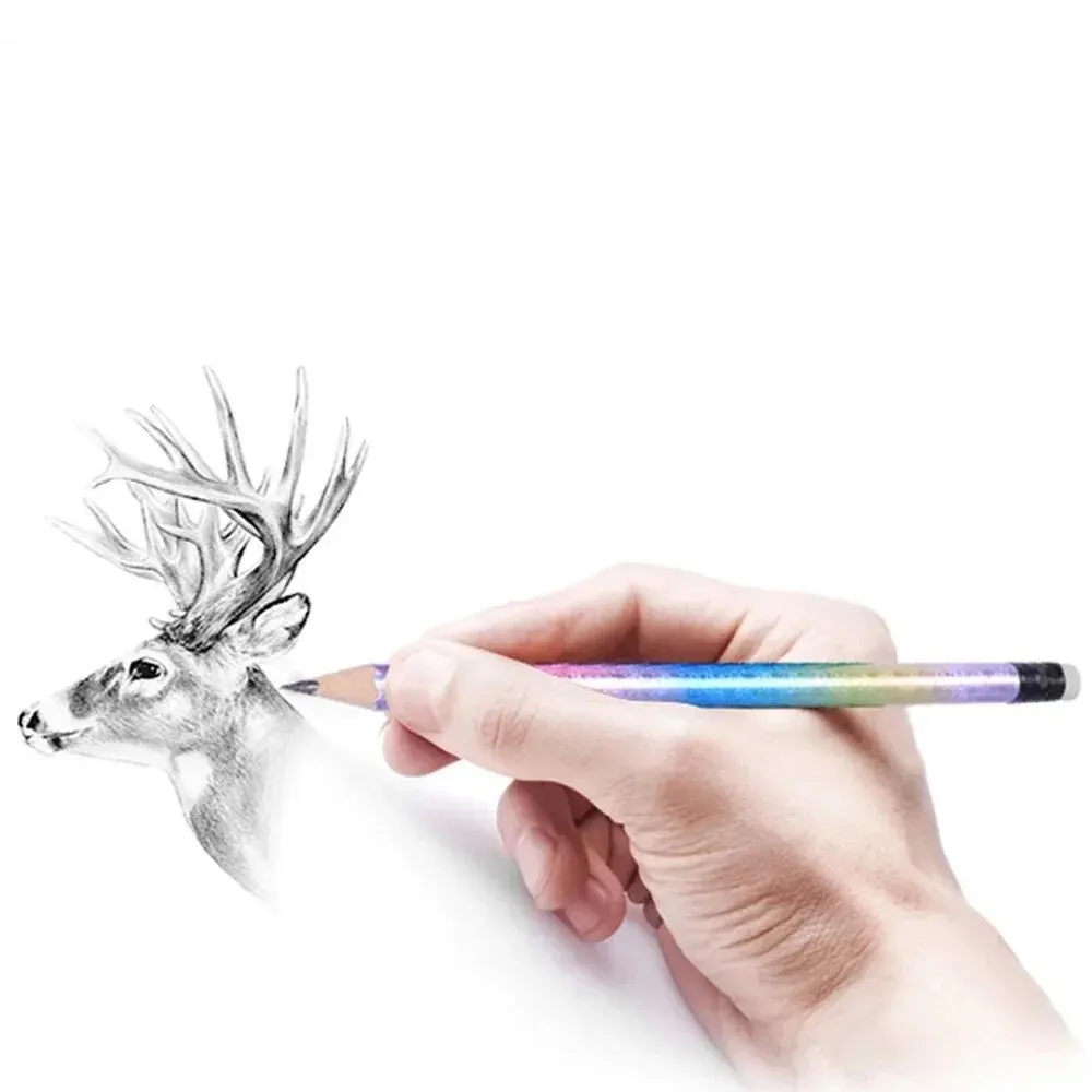 12PCS Starry Sky Rainbow Pencil HB Gradient Cute Pencils Colorful Drawing Pencil Set Kids Student Sketching School Supplies