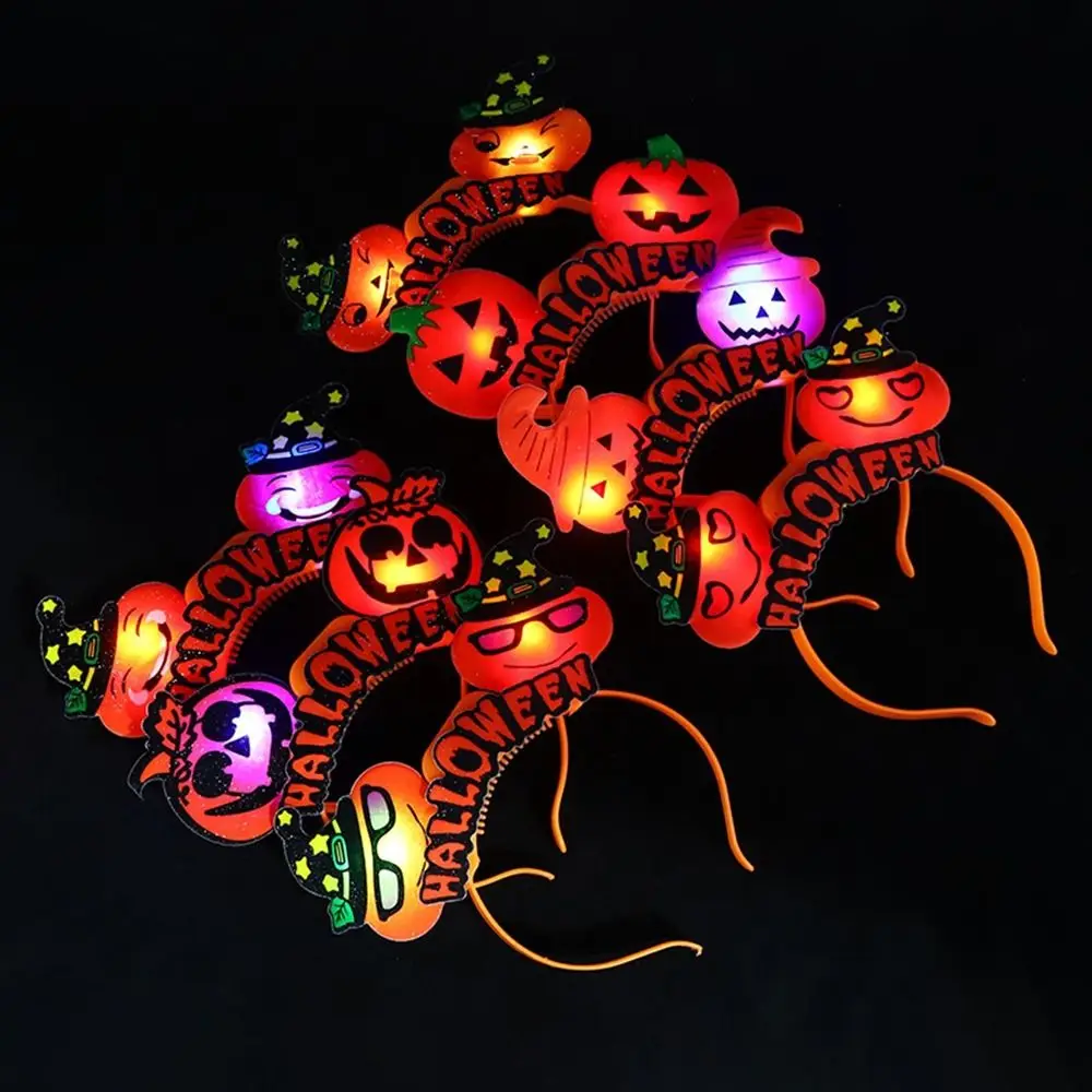 

Ghost Led Glowing Halloween Headband Skull Mardi Gras Masquerade Party Pumpkin Lantern Headpiece Halloween Party Decorations