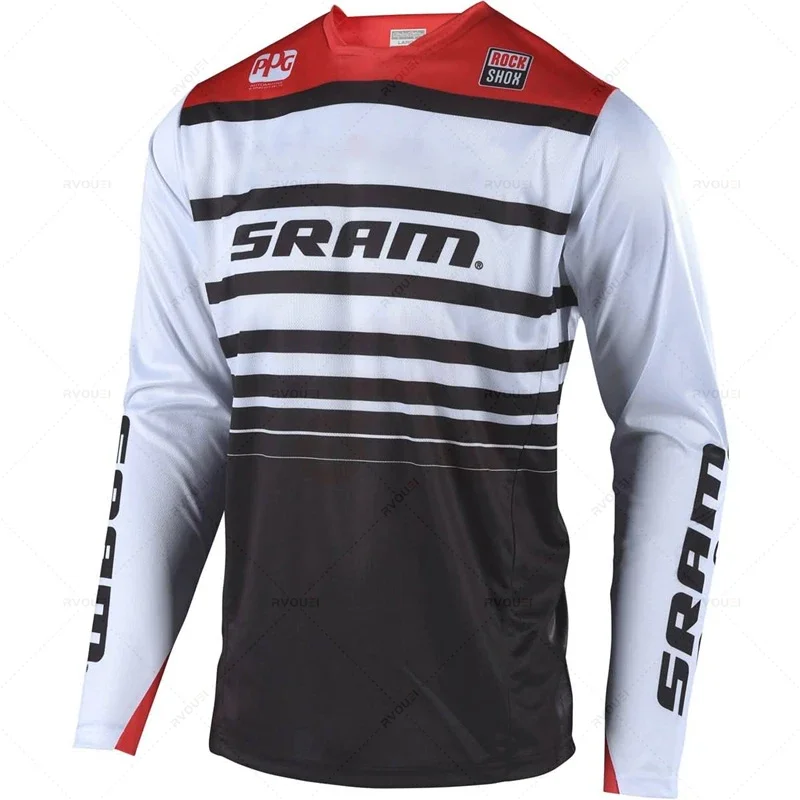 New Sram Motorcycle Off-Road Long Sleeve Cycling Jersey DH Downhill Endurance Race MTB Polyester Breathable Quick-Drying T-Shirt 6