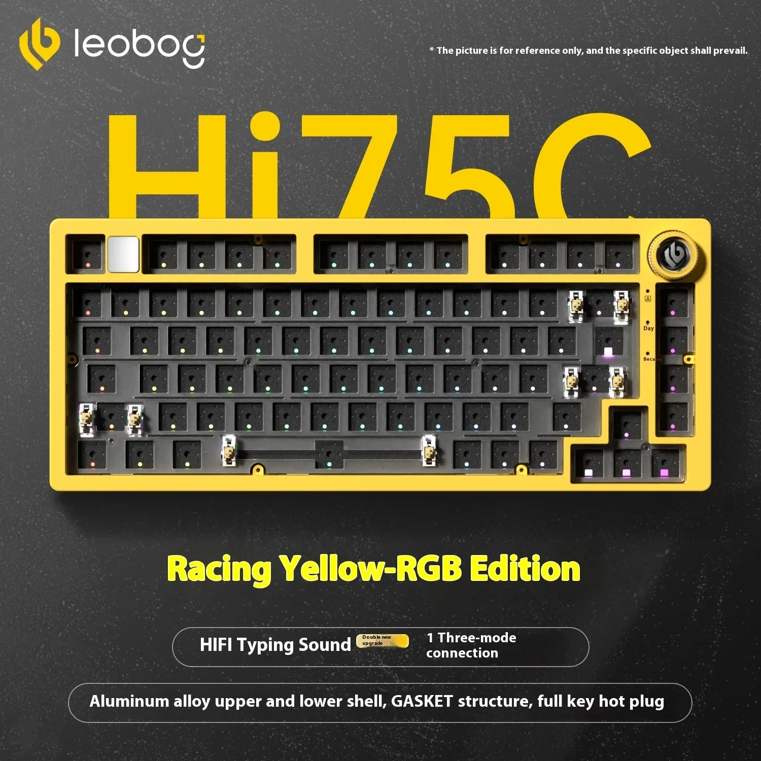 LEOBOG Hi75C 기계식 키보드 3모드/유선 키트 핫스왑 노브 RGB 알루미늄 합금 가스켓 Hi75C 키보드 키트 PC 커스텀 선물