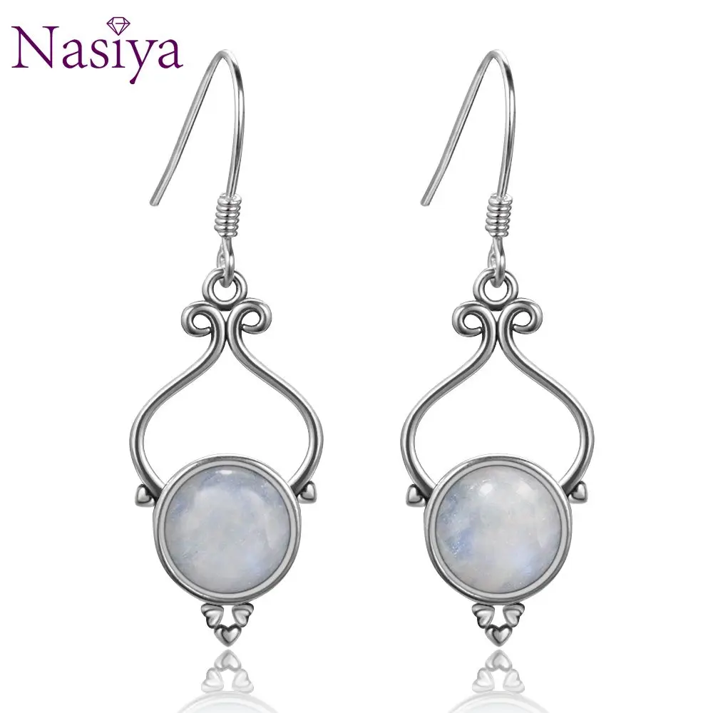 

Romantic Women's Engagement Moonstone Drop Earrings Classic Silver Jewelry For Anniversary Party Brthday Gift