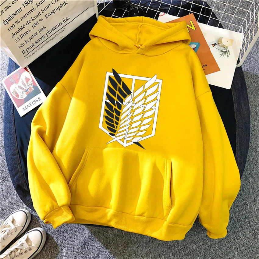 Fashion Women Hoodies Anime Attack on Titan Print Hip Hop Fleece Woman Casual Male Y2K Clothes Hoody Pullover Unisex Streetwear 2