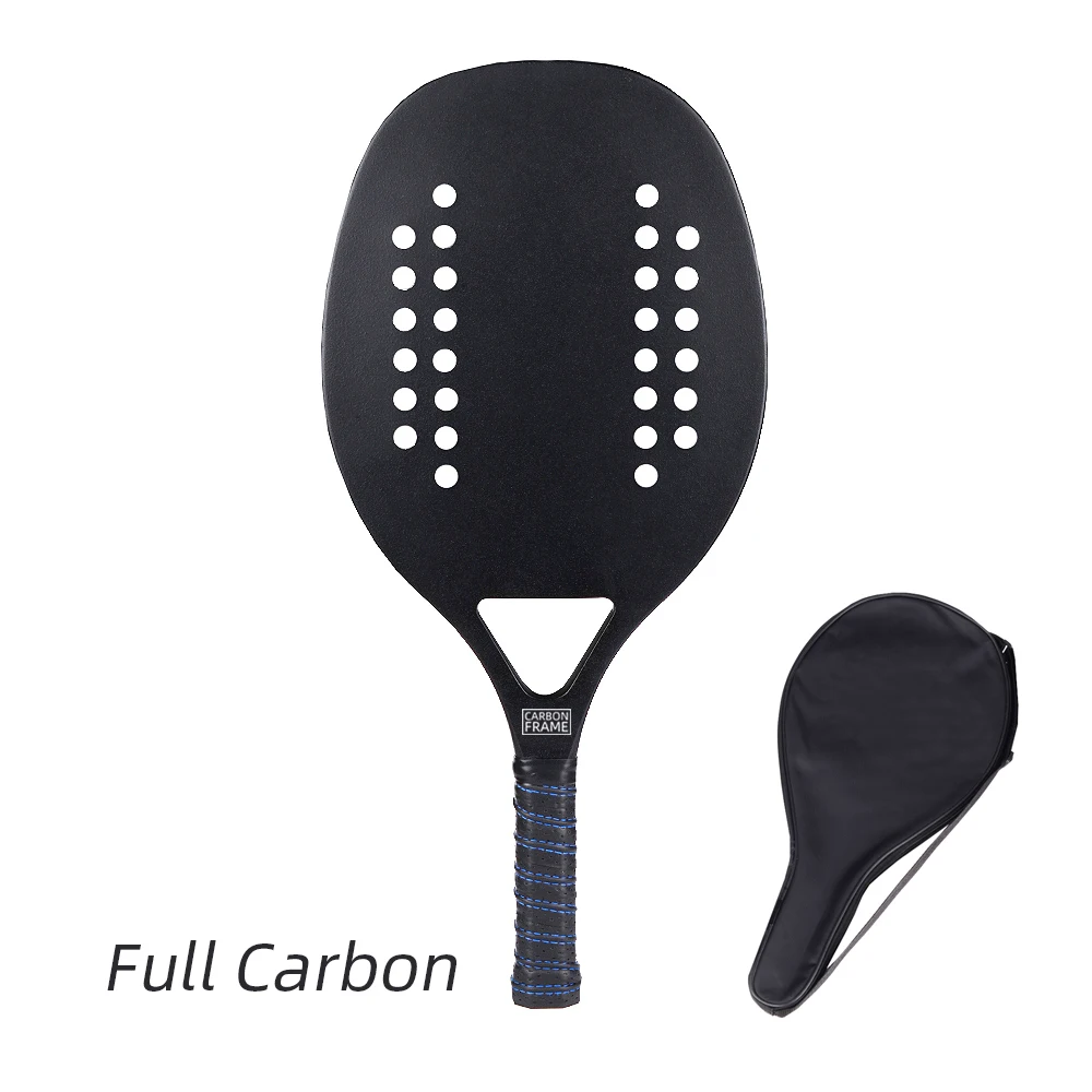 Professional Full Carbon Fiber 3K 12K 18K Beach Tennis Racket Solid Black Rough Surface Soft EVA Core with Bag