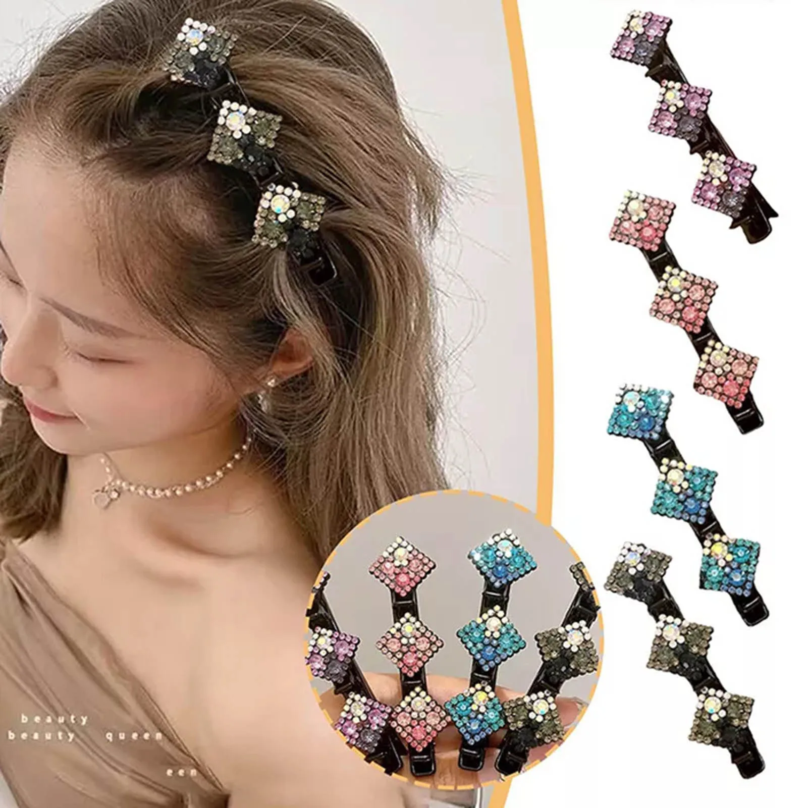 4 stücke Neue Koreanische Stil Haarnadel Seite Clip Blume Strass Süße Und Mädchen Schöne Pony Haarnadel Elastische Entenschnabel Clip.