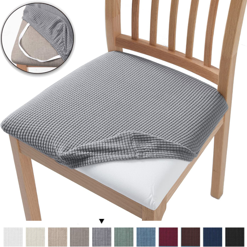 Stretch Jacquard Chair Seat Covers Chair Removable Washable Upholstered Dining Room Chair Seat Protector Cushion Slipcovers