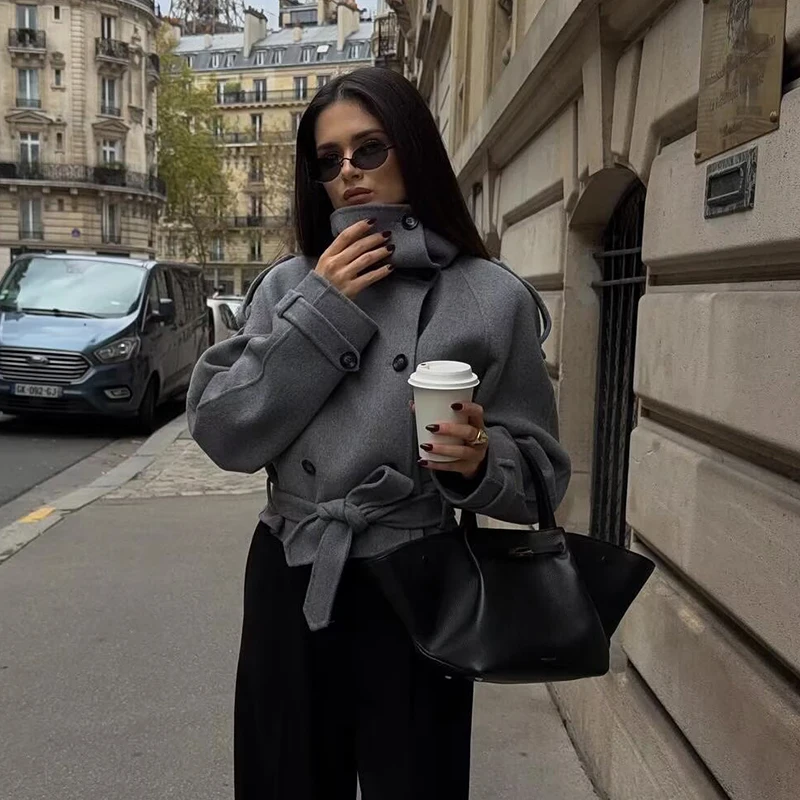 Women Woolen Jacket 2025 Autumn Winter Lapel Long Sleeve Women's Coat Zipper Loose Female Casual Outerwear Retro Lady Tops ﻿