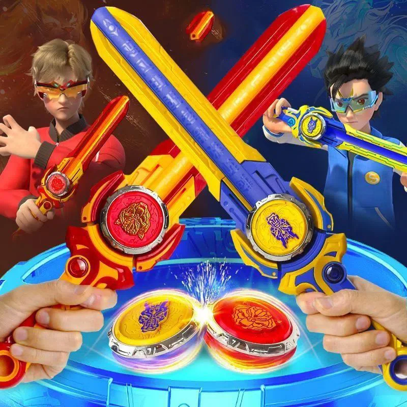 Metal Explosion Top Sword Toy Children's Interactive Combat Set Launcher Boy's Combat Rotation Awakening Flash Top Toy