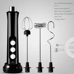 Wireless Handheld Electric Milk Frother and Kitchen Mixer Tool (Black)