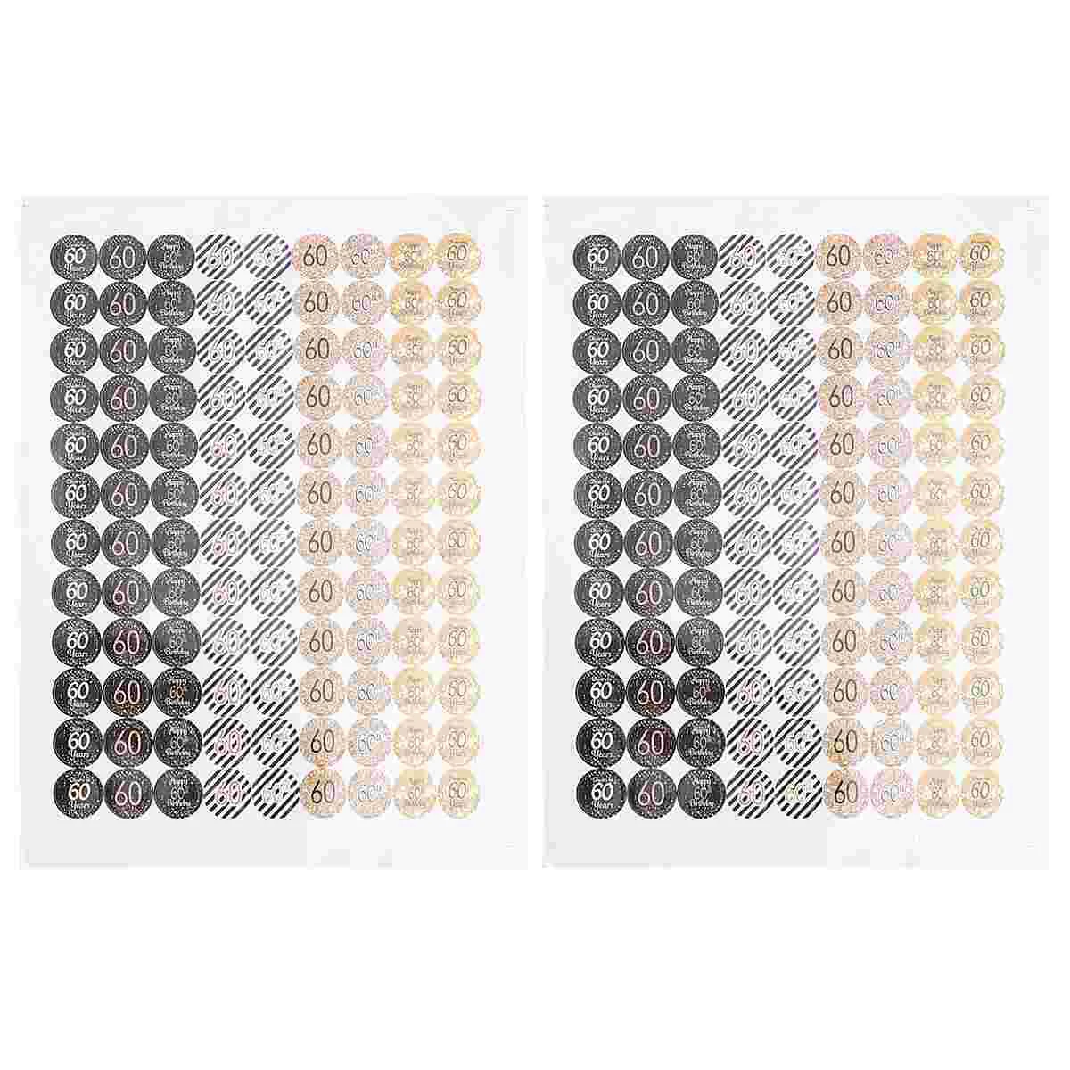 

2 Sheets Number Stickers Birthday Party Decoration 60 Years Old Stickers Party Supplies Decoration for Birthday Anniversary