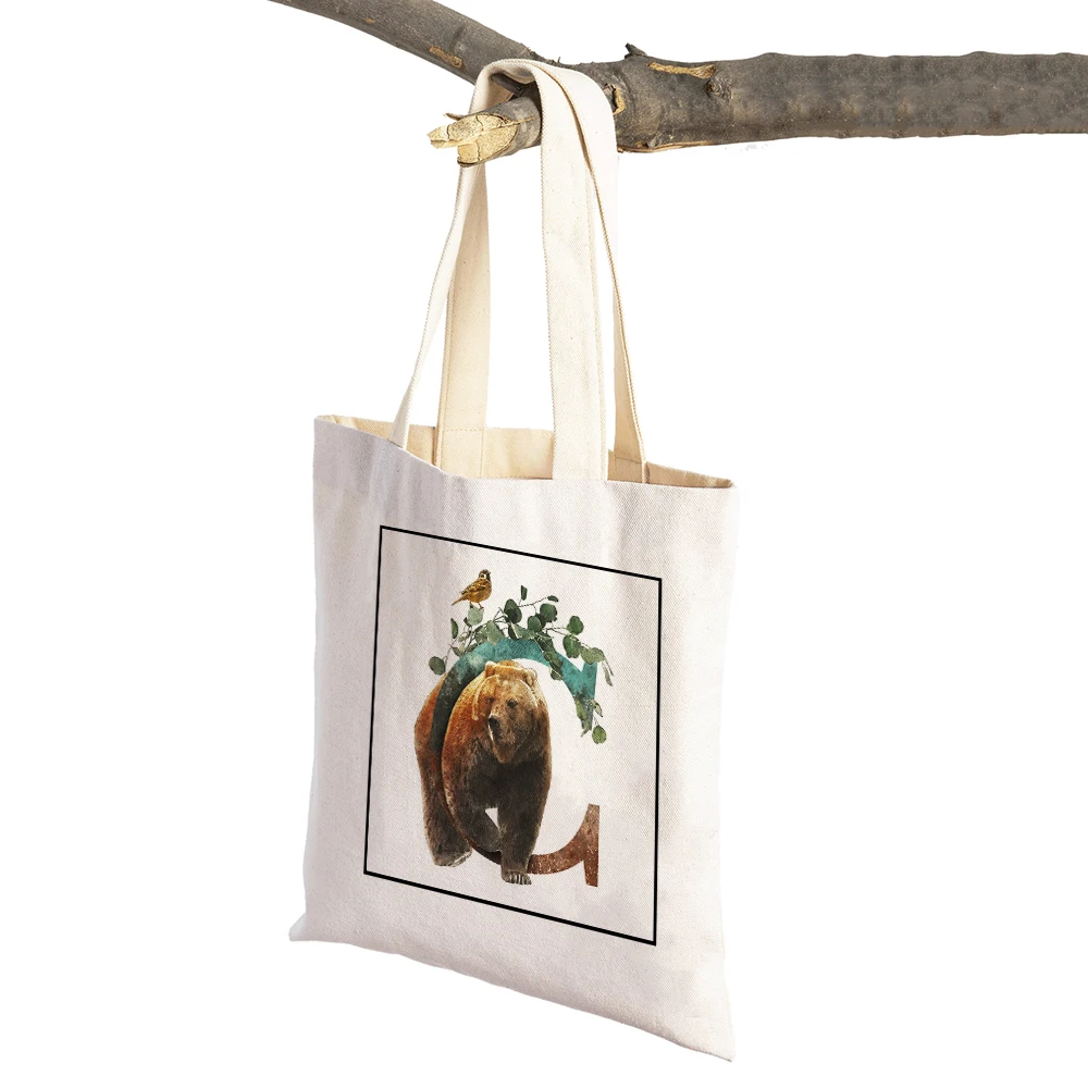 

Коричневые кожаные сумки для покупок с мультяшными животными, Женская Складная холщовая Женская дорожная сумка-шоппер для супермаркета