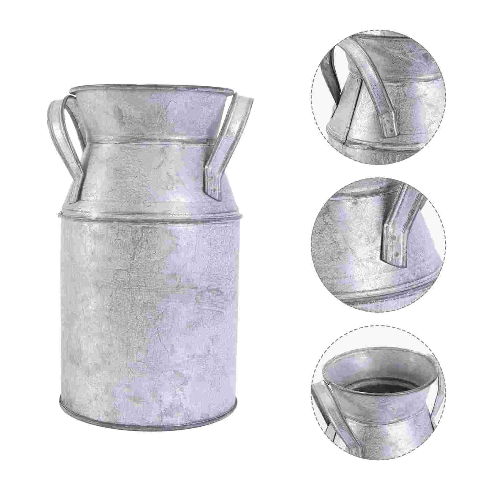 Tin Bucket Retro Iron Vase Creative Flower Pot Artistic Vintage Old Treatment Milk Jug Stylish 4