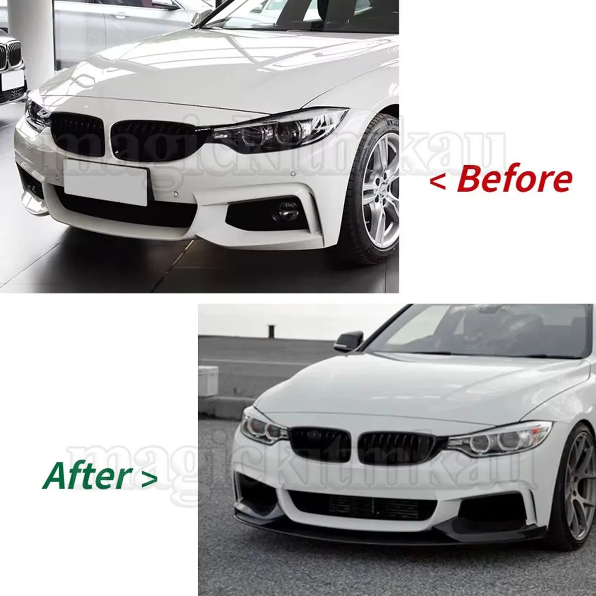 Glossy Black Front Bumper Lip Splitter For 2014-2020BMW F32 F33 F36 4 Series M Sport Front Lip Spoilers Auto Body Kit Magickit
