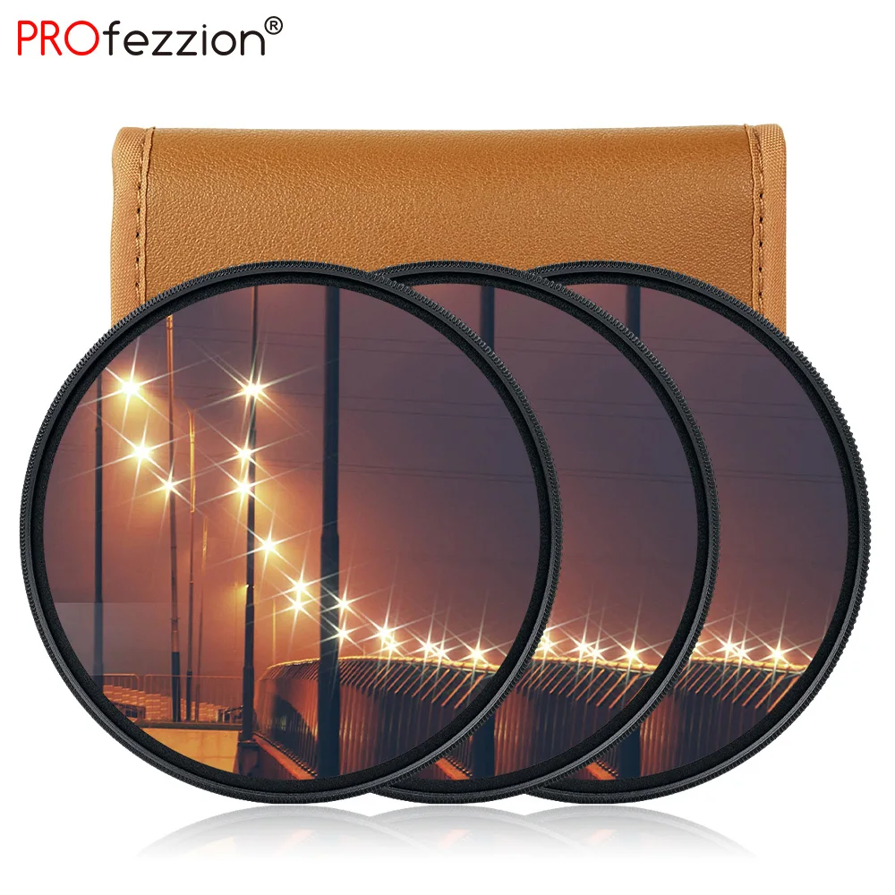Filtro Conjunto com Bolsa Acessórios de Fotografia para Canon Nikon 49 58 67 77 mm Efeitos de Lente Star Line Pontos Pack