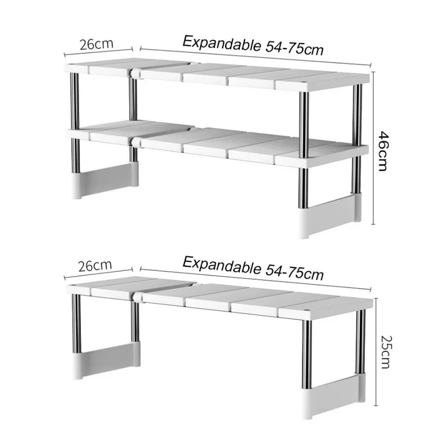Stackable Storage Rack Wardrobe Layered Partition Rack Telescopic Sink Holder Closet Sorting Shelves Wardrobe Clothing Organizer