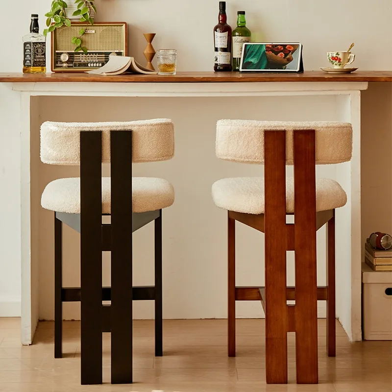 Home Bar Chair Kitchen Counter Stools High Elegant Bar Chair Nordic Style Dining Wooden Modern Luxury Tabouret De Furniture